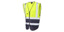 Lynton ISO 20471 Cl 1 Superior Waistcoat HV Yellow/Navy